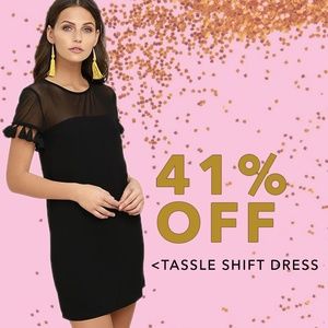 Black Tassel Shift Dress